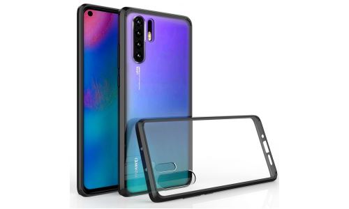 Coque bimatière P30 PRO bumper noir et dos rigide transparent