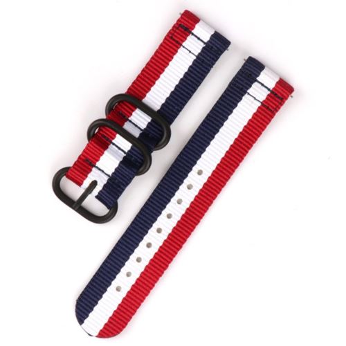 Générique Rouge/Blanc/Bleu Bracelet En Nylon 20Mm Pour Votre Samsung Galaxy Watch Active 2/Huawei Watch Gt 42Mm - Image 1