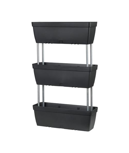 deroma trio de jardiniere enjoy a réserve d'eau - 50 x 16,1 x h 22 cm - 28,8 l - noir anthracite