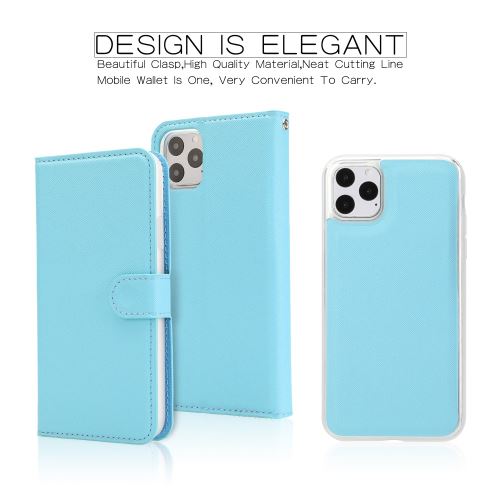 Etui en PU + TPU amovible bleu pour votre Apple iPhone 11 Pro Max 6.5 pouces