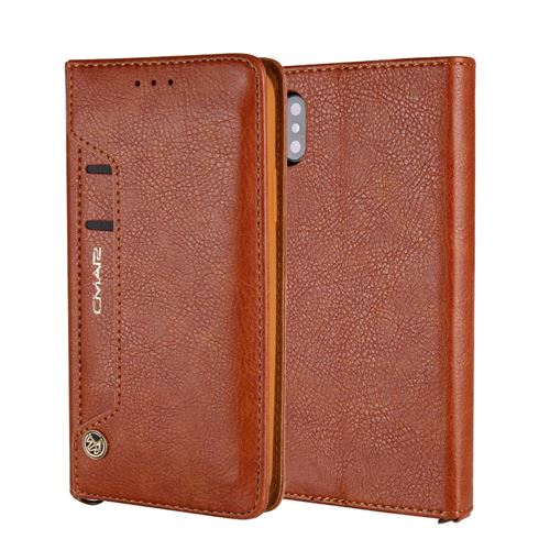 Etui en PU auto-absorbé marron pour Apple iPhone XS Max 6.5 inch