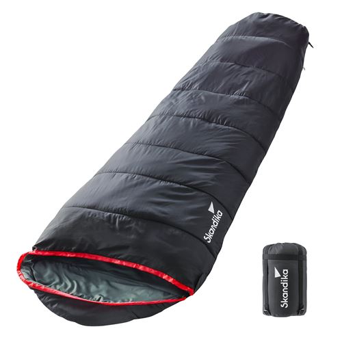 skandika Alaska - Sac de couchage sarcophage - 220x80cm - noir -zip gauche