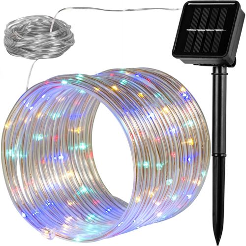 Guirlande lumineuse solaire 10m, plusieurs couleurs disponibles, 100 LED - VOLTRONIC - Couleur : Multicolore - Taille : 100 LED