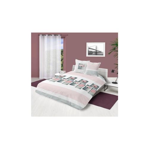 Parure housse de couette 260x240 cm PETALE rose