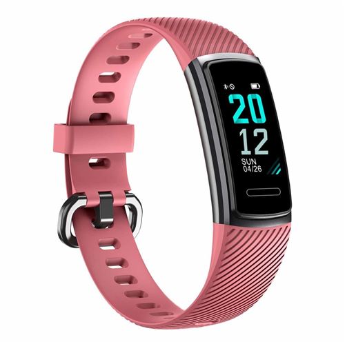 Montre Connectée Femme Homme Enfant Bracelet Connecté Tracker d'Activité avec IP68 Etanche Cardiofréquencemètre pour Android ios-Rose
