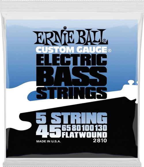 Ernie Ball 2810 - Jeu de 5 cordes basse Custom Gauge Flatwound- 45-130