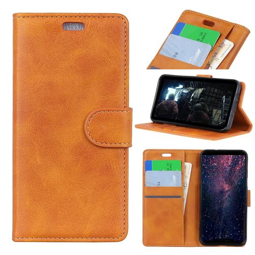 Etui en PU mat avec support marron pour votre Motorola P40