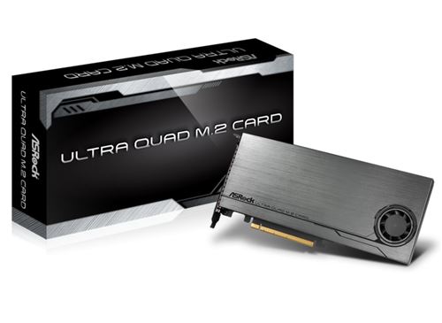 Asrock Ultra Quad M.2 Card - Carte contrôleur 4 x SSD M.2 PCI-E 4x - Bus PCI-Express 16 x 3.0 (Catégorie : Carte contrôleur)