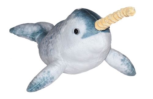 Wild Republic doudou narval junior 30 cm peluche bleu gris