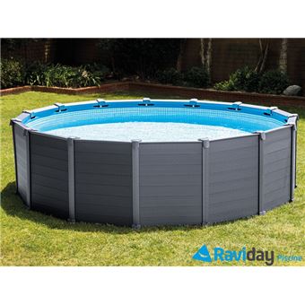 Piscine tubulaire Intex - Ronde - Ggraphite - 4,17 x 1,09 m - Gris
