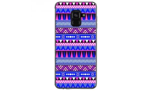 Coque souple pour Samsung Galaxy A8 2018 avec impression Motifs aztèque bleu et violet