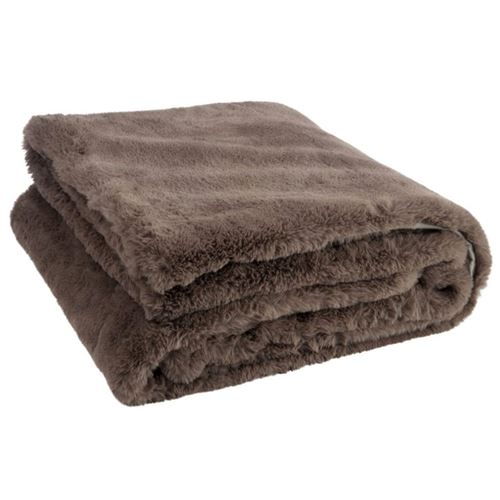 Non Communiqué Marron Plaid Imitation Fourrure "Cutie" 130X180cm Taupe