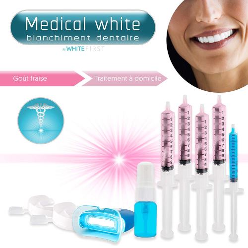 Kit blanchiment dentaire professionnel MEDICAL WHITE dent blanche - 4 recharges – Goût Fraise