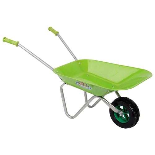 Brouette Verte pour enfant en Métal avec poignée en plastique 76x41x39cm