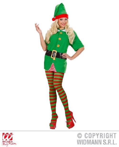 Collants d'Elfe/Clown Rayés Rouge et Vert (XL)