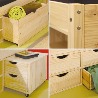 Lit Double Multi Fonction Adulte 2 Places 140 X 190 Multi