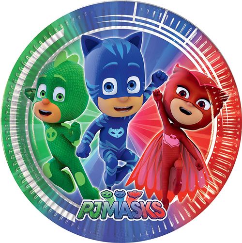 Lot Assiettes Grandes 23 cm PJ Masks Super 8 Pièces