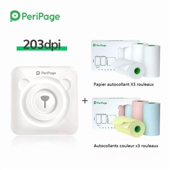 Imprimante de poche PeriPage - Via Bluetooth - A6 - Papier inclus