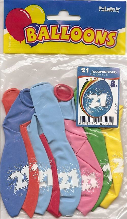 Folatex Zahlenballons 12In Latexballons 21 Jahr /8 (FOLAT)