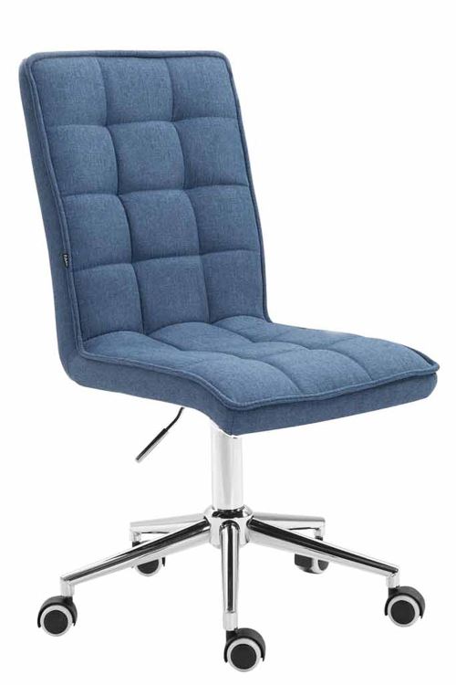Chaise de bureau Peking V2 en Tissu - Assise capitionnée - Piètement Métal - Pivotante Reglable en Hauteur - Couleur Bleu