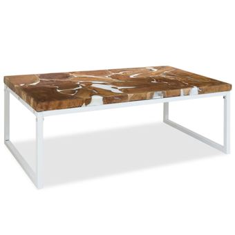vidaXL Table basse Teck Résine 110 x 60 x 40 cm - 1