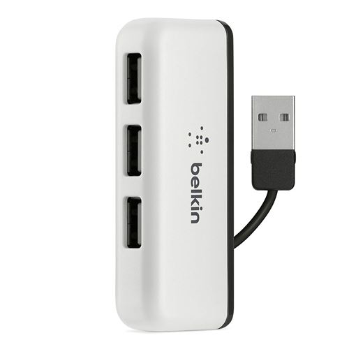 Belkin - Hub de Voyage 4 Ports USB 2.0 (auto-alimenté) - Blanc