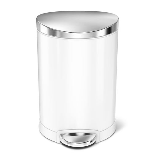 simplehuman Poubelle Demi-Lune À Pédale en Acier Blanc 6L