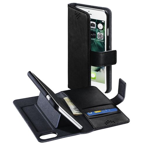 Hama Essential Line Stand-Up Booklet - Flip cover voor mobiele telefoon - namaakleer - zwart - voor Apple iPhone 6, 6s, 7, 8
