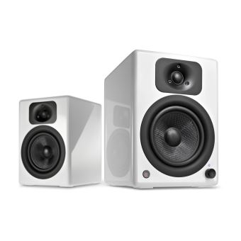 wavemaster (66366) TWO NEO soft white - Kit d'enceintes bibliothèque 2.0 (60W) streaming Bluetooth, connexions digitales et analogiques, télécommande IR - BLANC SATINÉ - 1