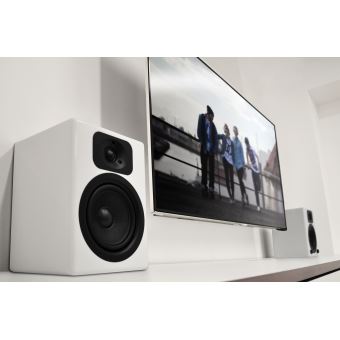 Enceintes Bibliothèque Wavemaster TWO NEO 2.0 | 60W Bluetooth, Optique, USB - Blanc Satiné