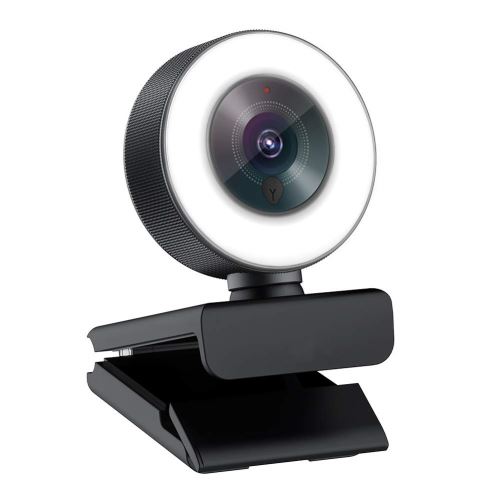 Angetube Webcam Full HD 1080P avec éclairage Circulaire Réglable Intégré et Caméra Web ?? Mise Au Point Automatique en Continu pour Les Joueurs Xbox Facebook et Youtube