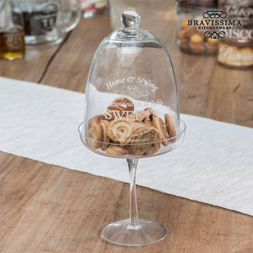Plateaux en verre avec cloche pour gâteaux - Cookie conservation decoration
