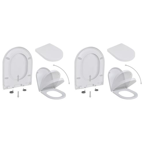 vidaXL Toilettensitze mit Absenkautomatik 2 Stk. Kunststoff Weiß