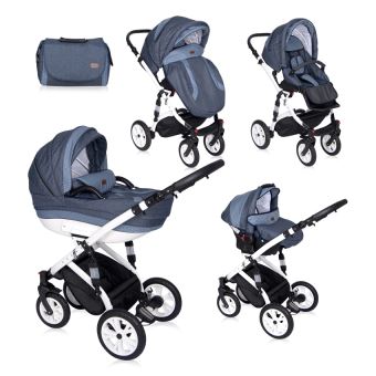 poussette trio bleu