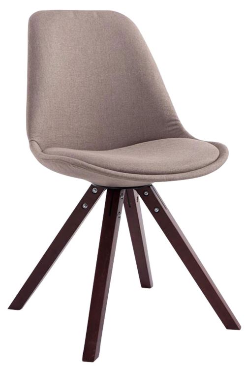 Chaise Toulouse tissu piétement en forme carrée , Taupe/Cappuccino