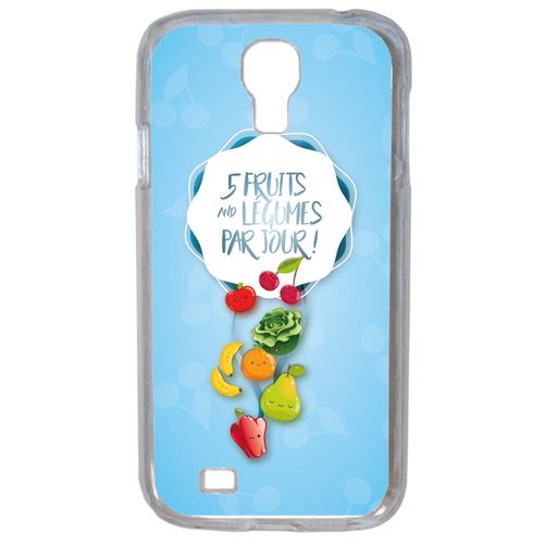 Coque 5 Fruits Et Legumes Fond Bleu Pale Compatible Samsung Galaxy S4 Transparent