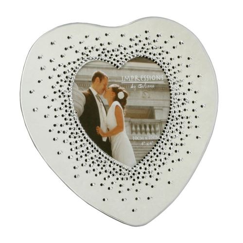 Heart Shaped Stunning Crystal 4 x 4 Starburst Mirrored Frame FG527 Wedding Anniversary by Amore