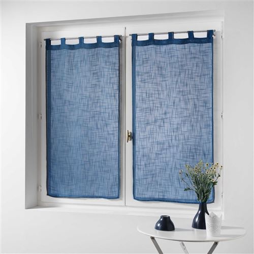 Paire droite passants 2 x 60 x 90 cm effet lin tisse haltona Bleu