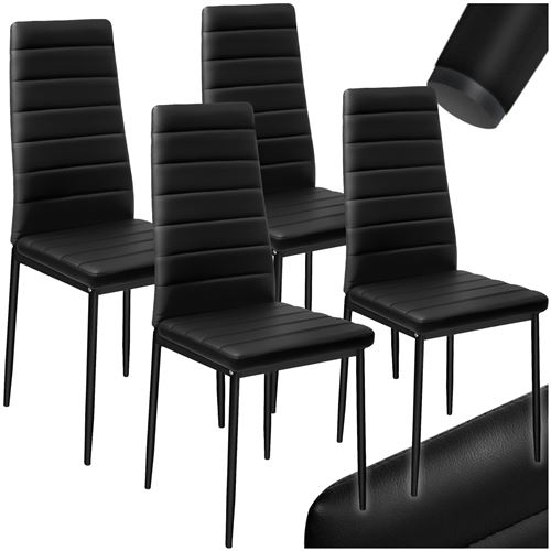 TecTake Lot de 4 chaises avec surpiqûre - noir