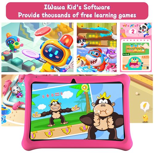 Tablette Enfant SGIN 8 Android 12 2GB RAM 32GB ROM, Tablette pour enfants  avec Kid-Proof Étui, Quad Core, Contrôle Parental, Double caméra, avec WiFi  Bluetooth, Rose
