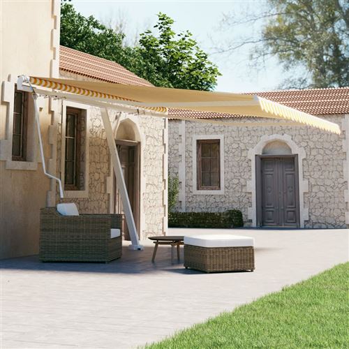 vidaXL Auvent automatique sur pied 450x300 cm Jaune/Blanc3069568