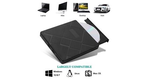 Non Communiqué Noir Lecteur Optique Externe Graveur Usb 3. 0 + Type-C Cd/Dvd Pour Mac Ordinateur Portable