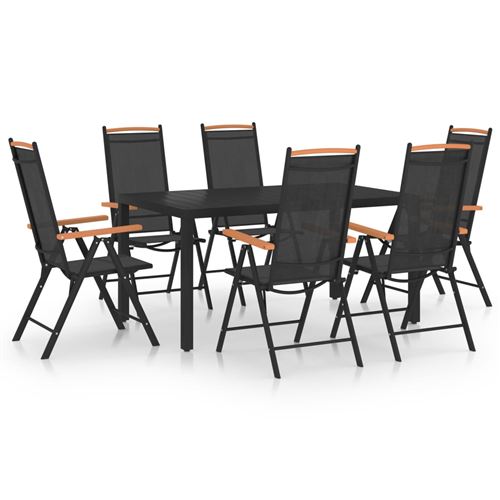 Non Communiqué Noir Vidaxl Ensemble À Manger De Jardin 7 Pcs Aluminium