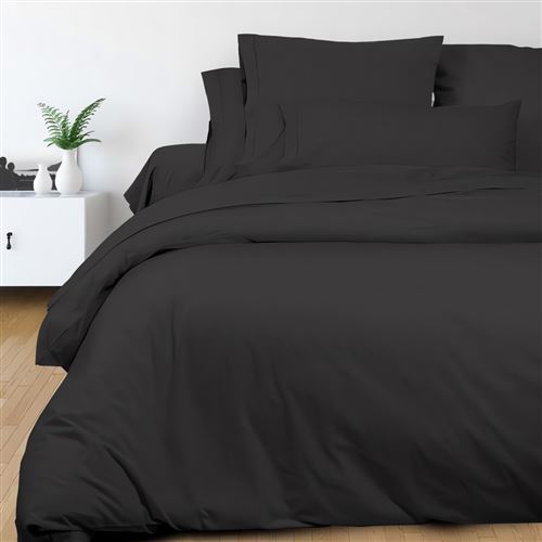 Housse de couette en coton 240x220 cm PERCALE anthracite, par Soleil d'ocre