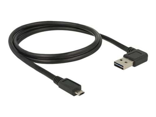 Delock EASY-USB - Câble USB - Micro-USB de type B (M) reversible pour USB (M) 90 ° en angle réversible - USB 2.0 - 1 m - noir