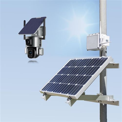 Kit vidéosurveillance - autonome solaire -double caméra- Wifi Ultra HD 4K Zoom X10 autotracking IR