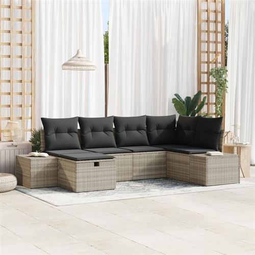 vidaXL - Ensemble de canapés de jardin - 6 pièces - Gris clair - Image 2