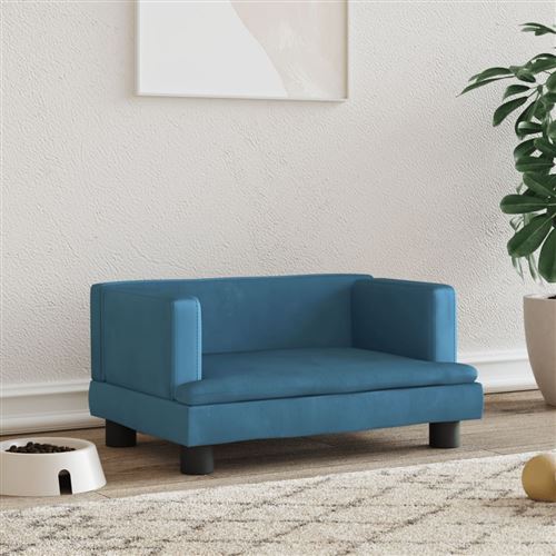 Comparer les prix de vidaXL Lit pour chien bleu 60x40x30 cm velours