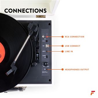 Platine vinyle Fenton RP115F – Platine vinyle vintage Bluetooth pour disques  33, 45 et 78 tours - Brun, avec haut-parleurs intégrés