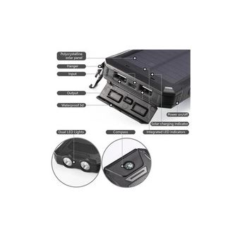 Power Bank Solaire MC- 002, 350000 mah, Chargeur Portable Batterie Externe à Charge Rapide avec